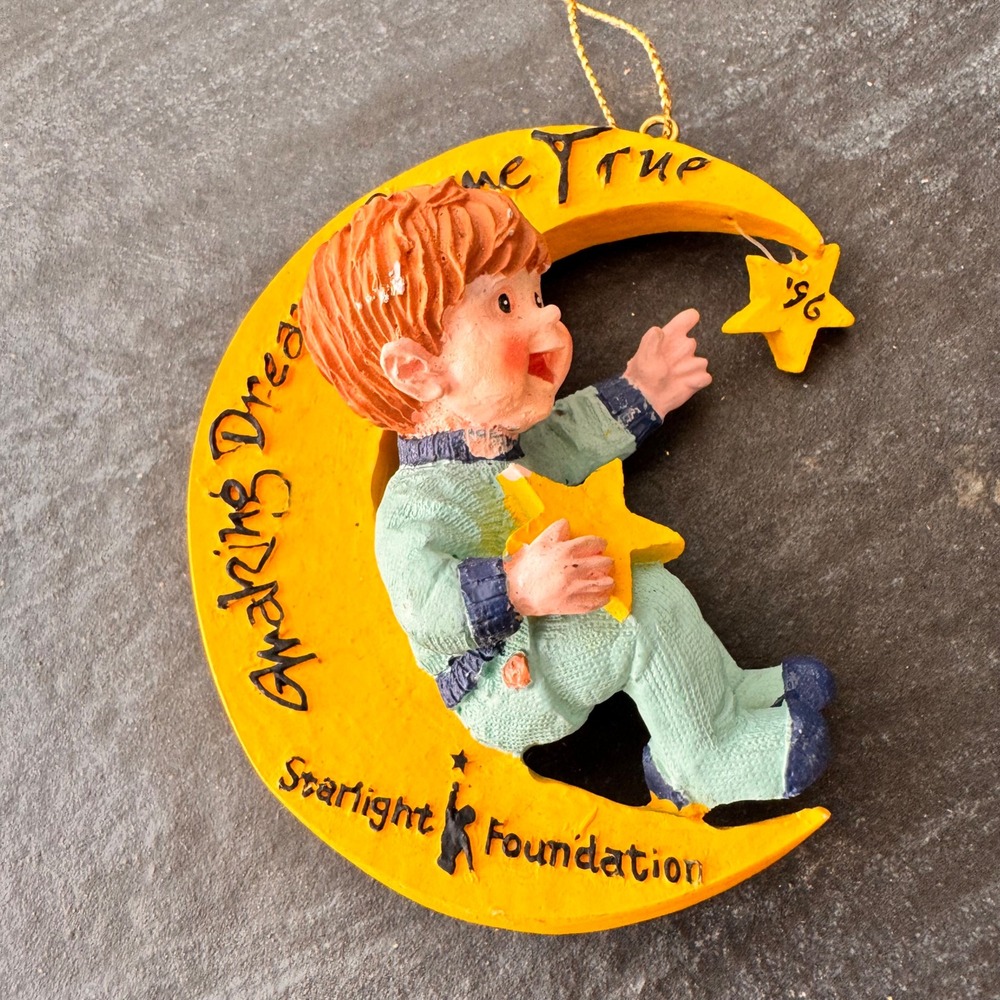 1996 Ben Franklin Starlight‎ Foundation Child Moon Star Ornament Dream Come True